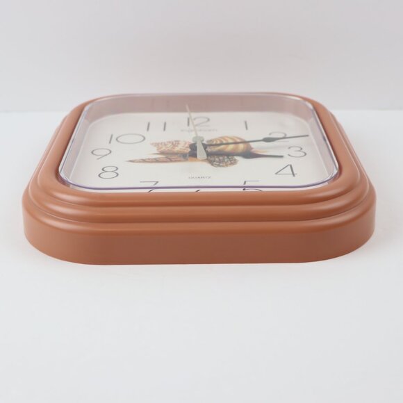 Ingraham Vintage Shells Plastic Square Quartz Salmon Pink Wall Clock Made in USA - Picture 5 of 12